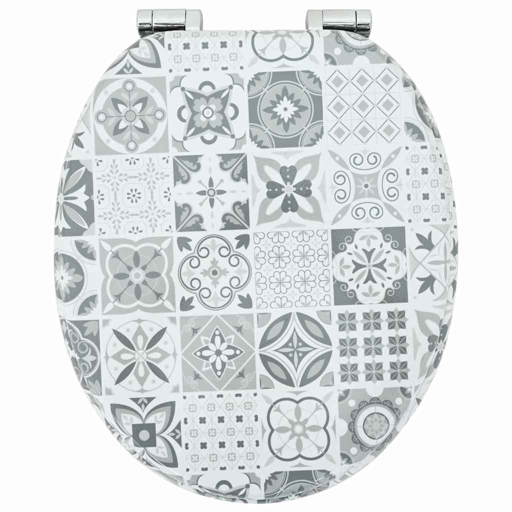 vidaXL Deska toaletowa z samoodblokowaniem Niebieska i biała porcelana