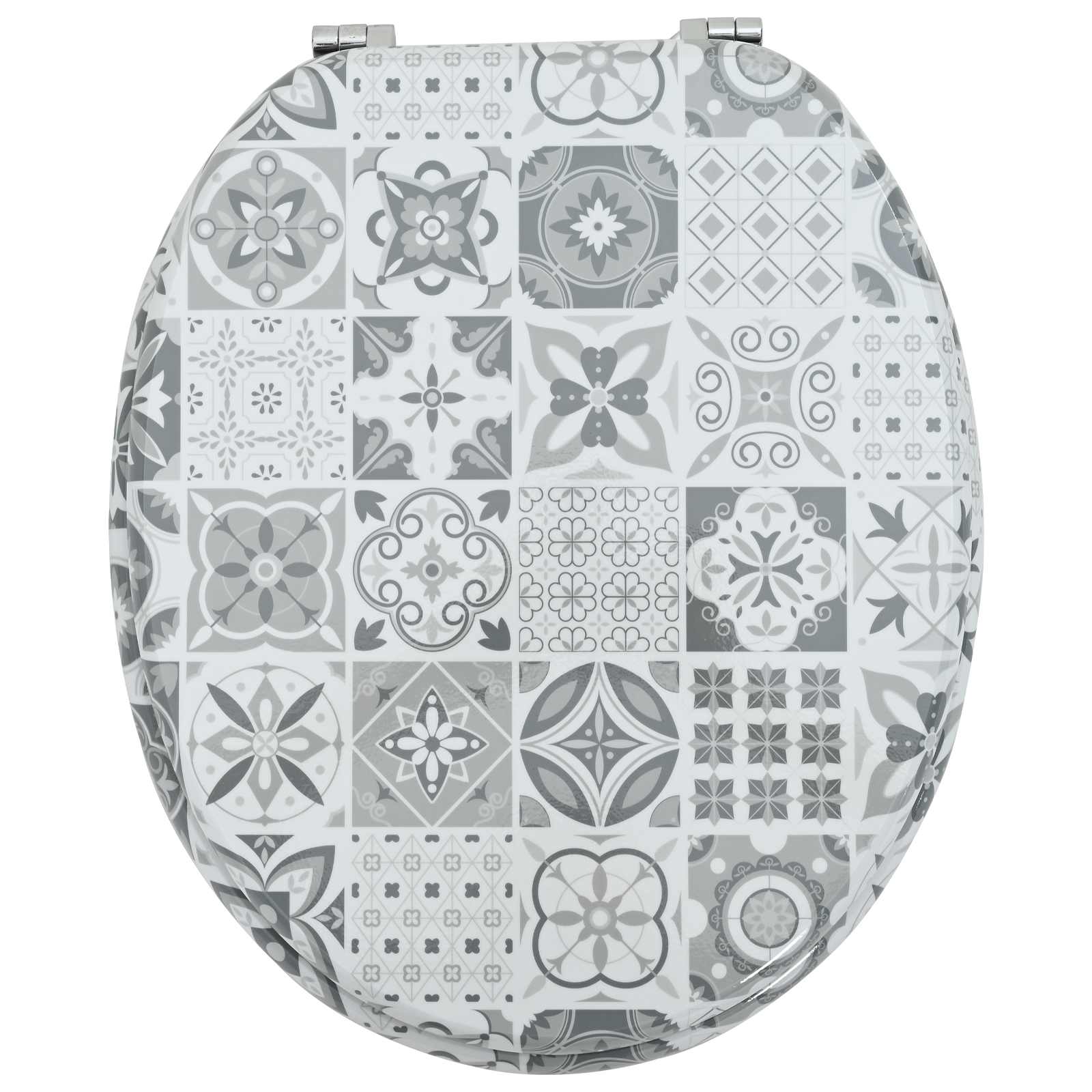 vidaXL Deska toaletowa z samoodblokowaniem Szary 44 x 38 cm Płyta MDF