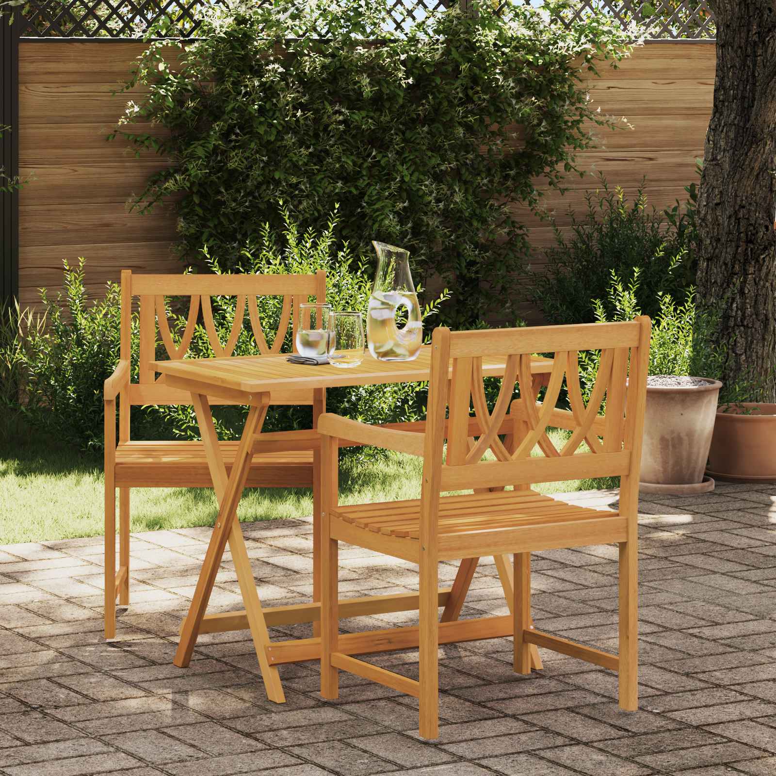 vidaXL Krzesła ogrodowe 2 pcs naturalny Lite Drewno Akacji