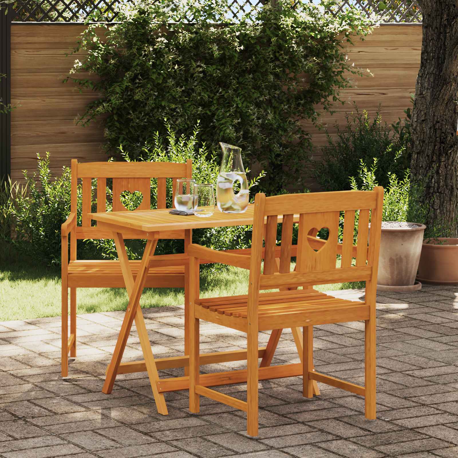 vidaXL Krzesła ogrodowe 2 pcs naturalny Lite Drewno Akacji