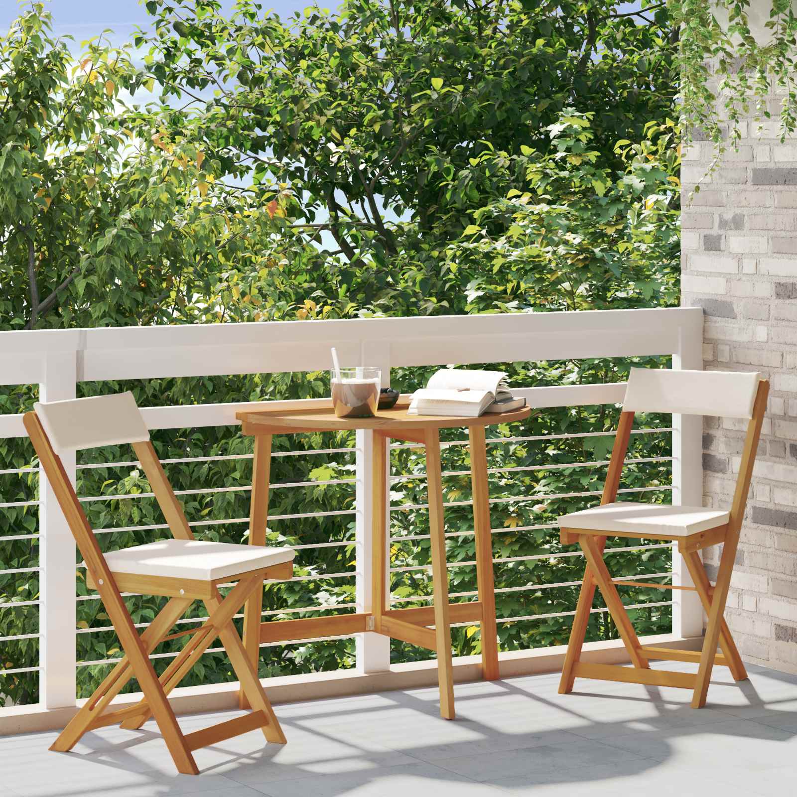 vidaXL Krzesła Bistro na Zewnątrz 2 pcs kremowobiały 40 x 53 x 80 cm