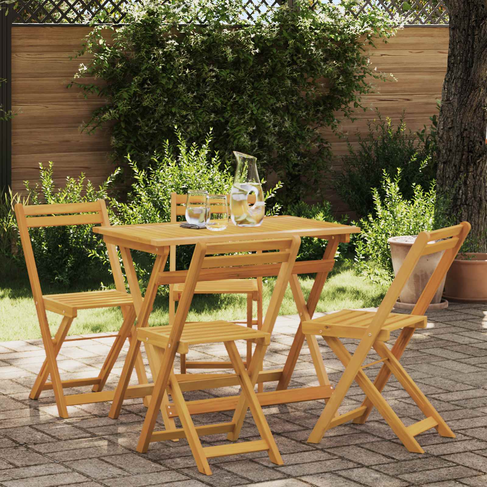 vidaXL Składane krzesła ogrodowe 4 pcs naturalny 40 x 53 x 80 cm
