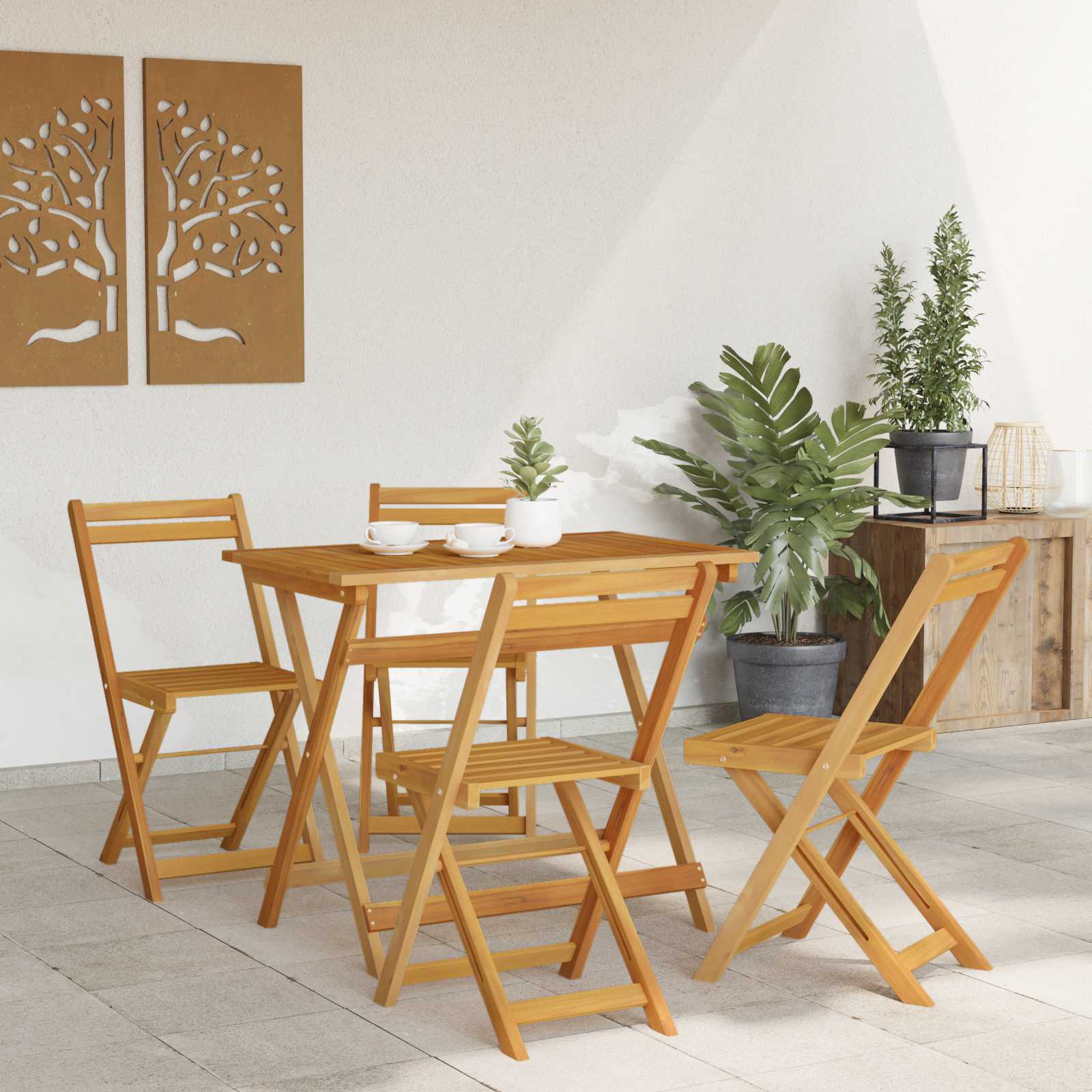 vidaXL Składane krzesła ogrodowe 4 pcs naturalny 40 x 53 x 80 cm
