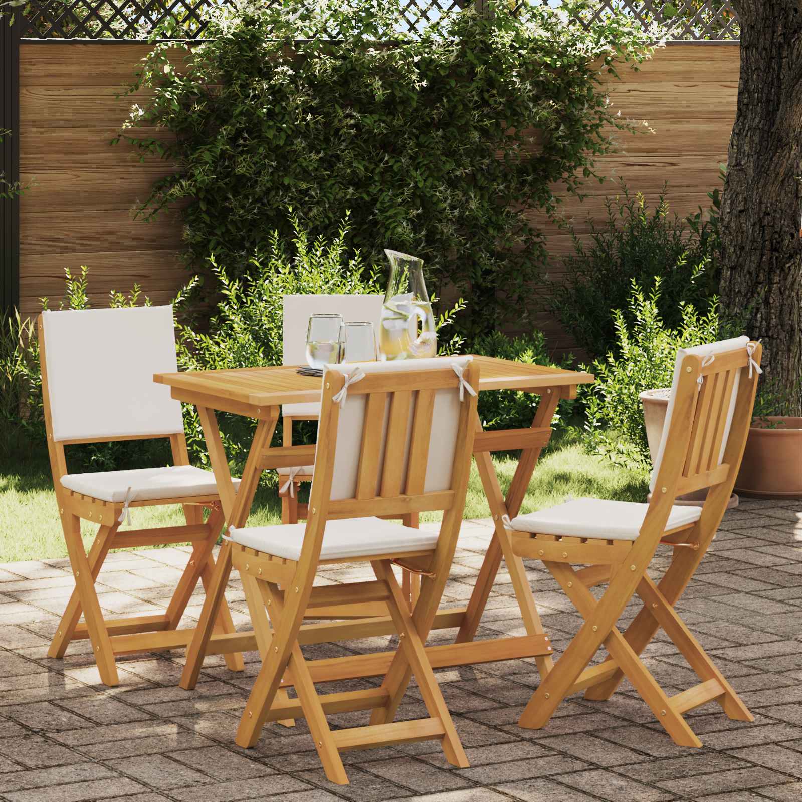 vidaXL Krzesła Bistro na Zewnątrz 4 pcs kremowobiały