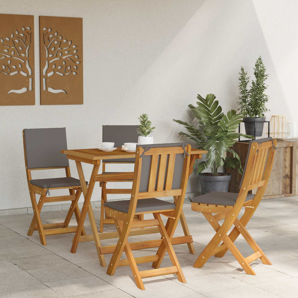 vidaXL Krzesła Bistro na Zewnątrz 4 pcs ciemnoszary Lite Drewno Akacji