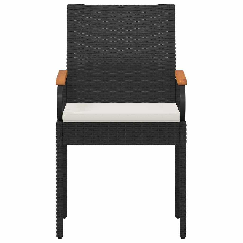 vidaXL Krzesła ogrodowe z poduszką 2 pcs Czarny i kremowo-biały