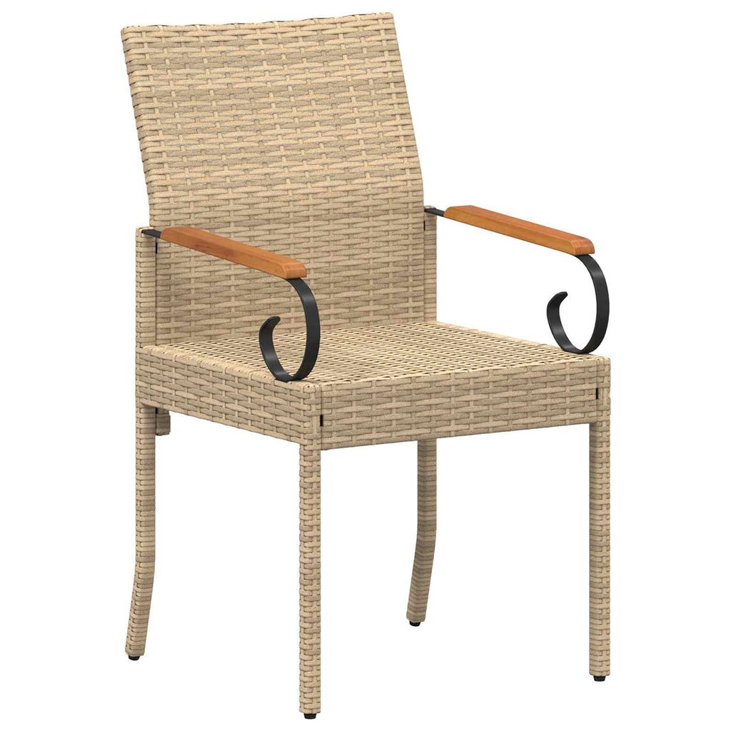 vidaXL Krzesła ogrodowe 2 pcs Beżowy i kremowy Poli Rattan i Akacja