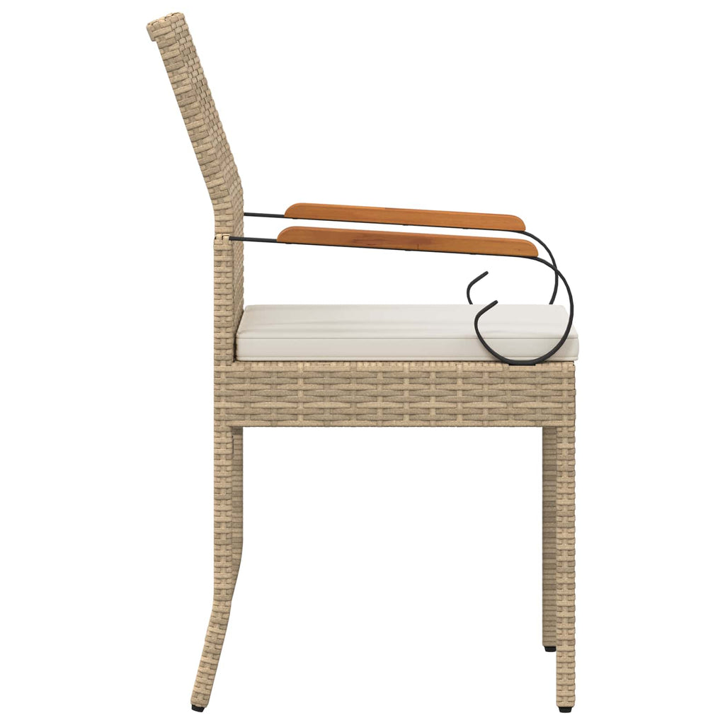 vidaXL Krzesła ogrodowe 2 pcs Beżowy i kremowy Poli Rattan i Akacja