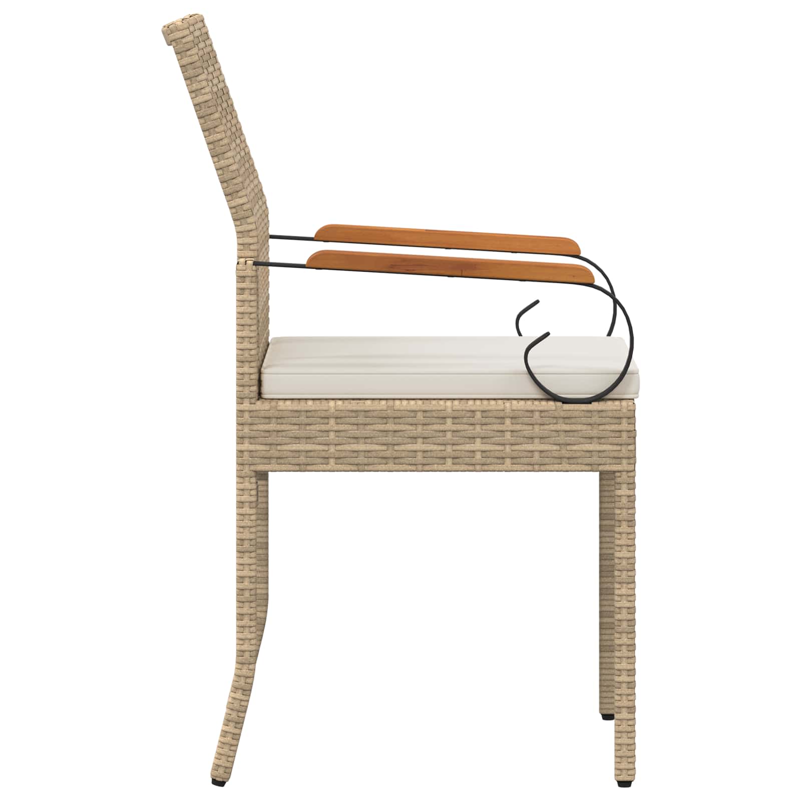 vidaXL Krzesła ogrodowe 2 pcs Beżowy i kremowy Poli Rattan i Akacja