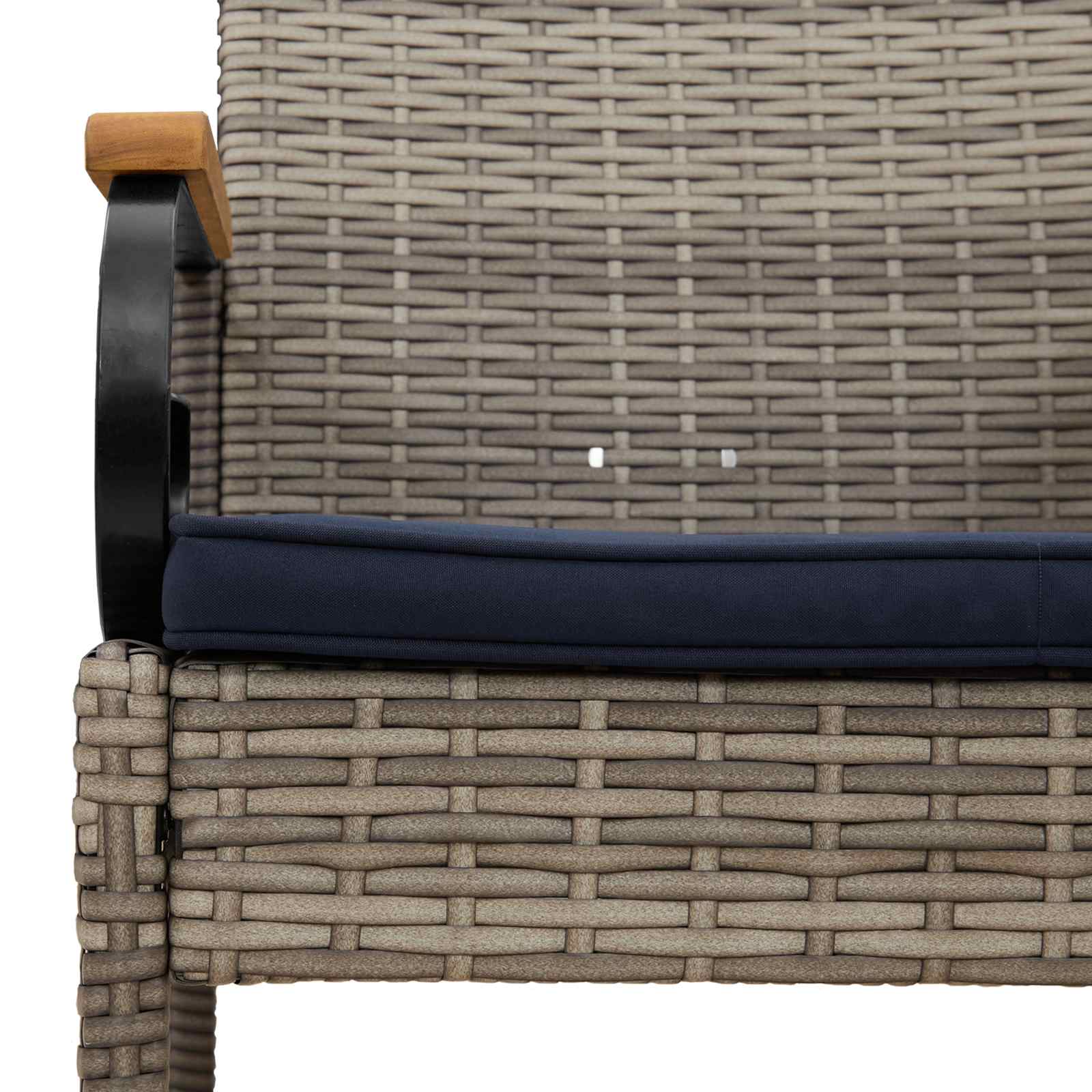vidaXL Krzesła ogrodowe 2 pcs Szary i granatowy Poli Rattan i Akacja