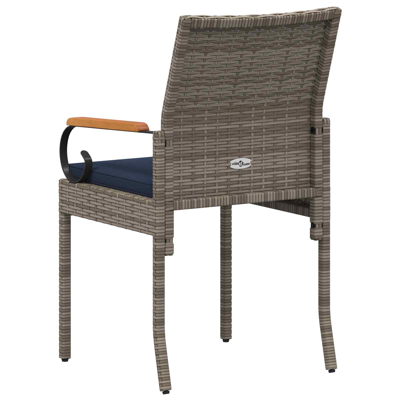 vidaXL Krzesła ogrodowe 2 pcs Szary i granatowy Poli Rattan i Akacja