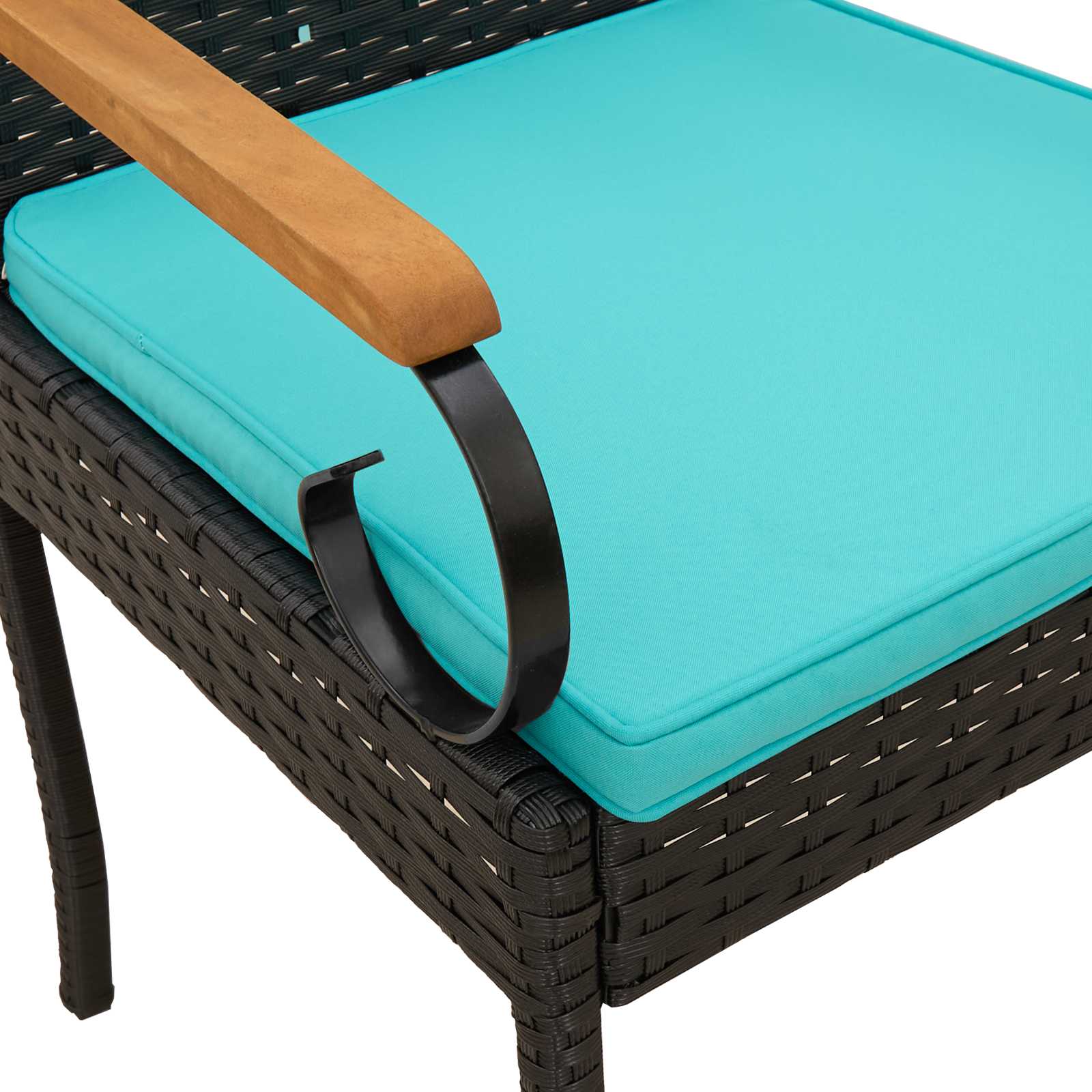 vidaXL Krzesła ogrodowe 2 pcs Czarny i Turkusowy Poli Rattan i Akacja