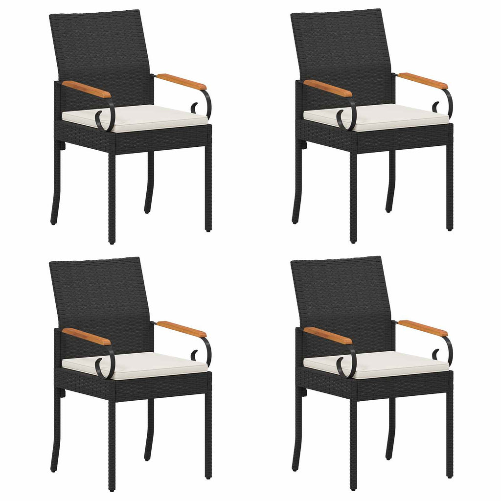 vidaXL Krzesła ogrodowe z poduszką 4 pcs Czarny i kremowo-biały