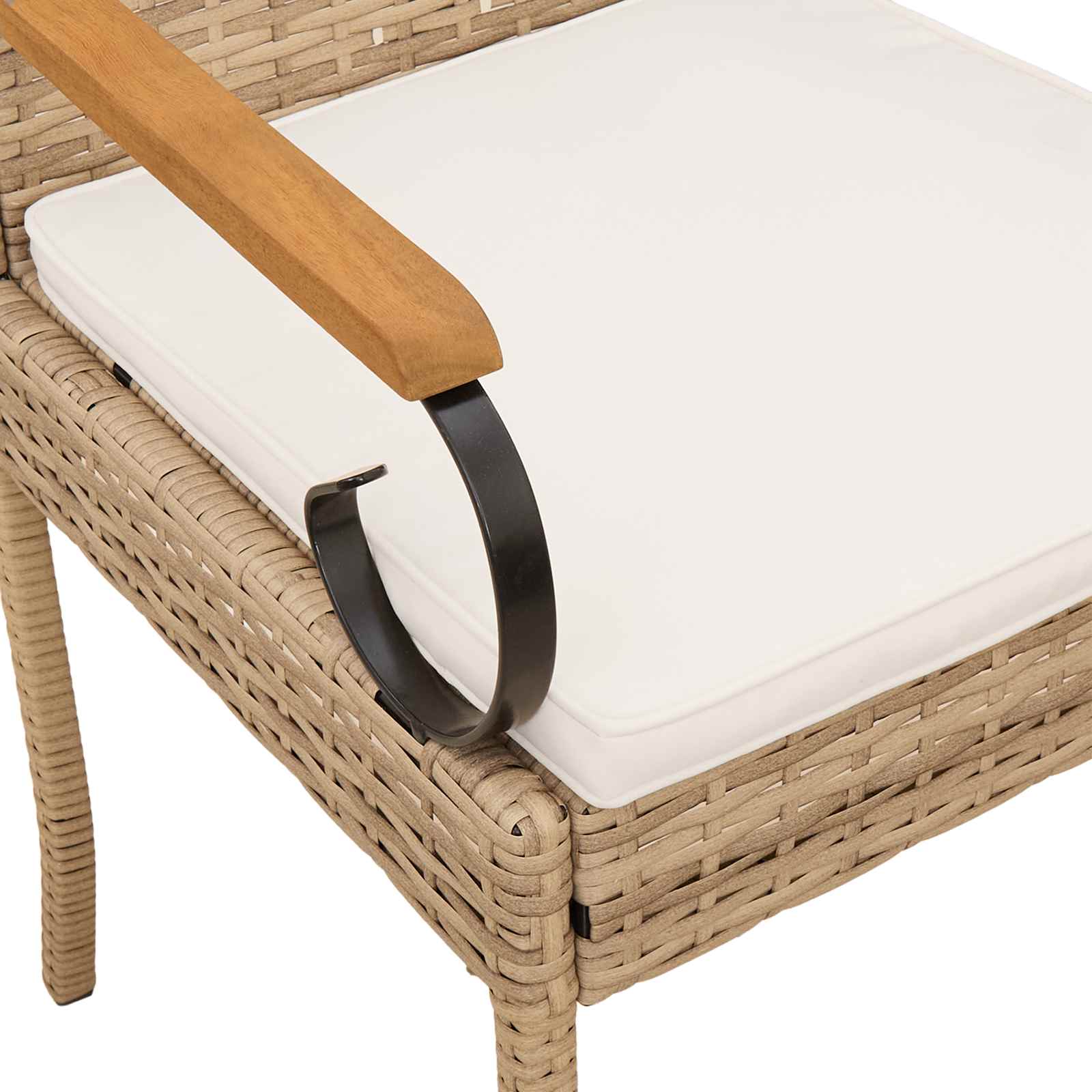 vidaXL Krzesła ogrodowe 4 pcs Beżowy i kremowy Poli Rattan i Akacja