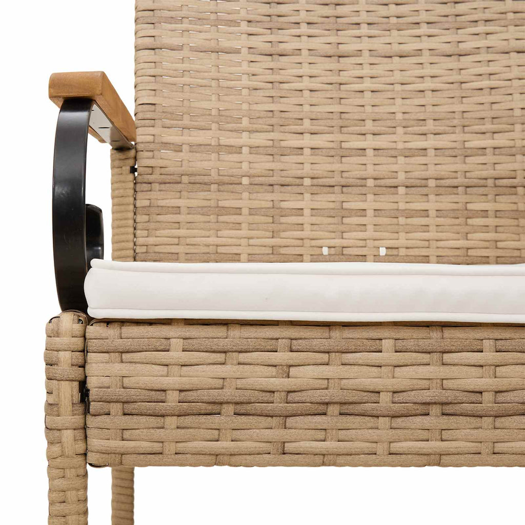 vidaXL Krzesła ogrodowe 4 pcs Beżowy i kremowy Poli Rattan i Akacja