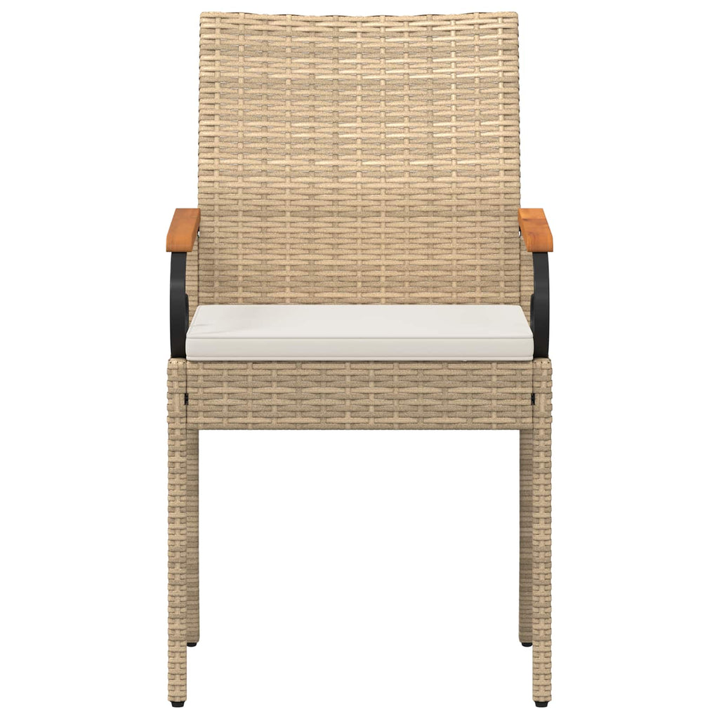 vidaXL Krzesła ogrodowe 4 pcs Beżowy i kremowy Poli Rattan i Akacja