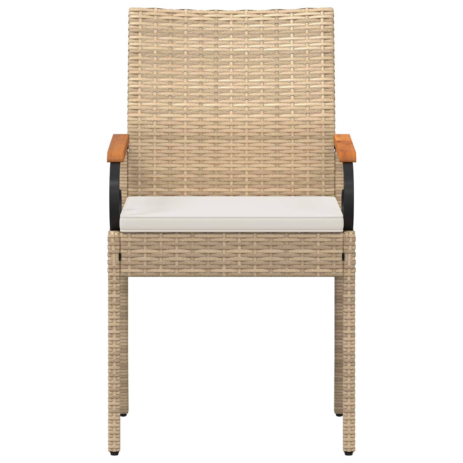 vidaXL Krzesła ogrodowe 4 pcs Beżowy i kremowy Poli Rattan i Akacja