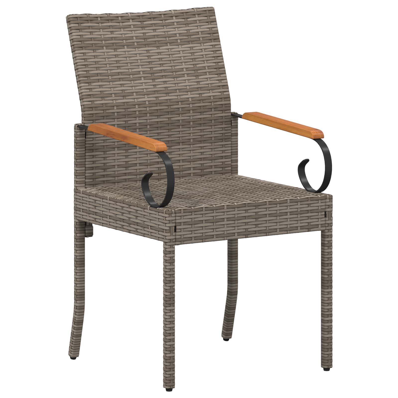 vidaXL Krzesła ogrodowe 4 pcs Szary i granatowy Poli Rattan i Akacja