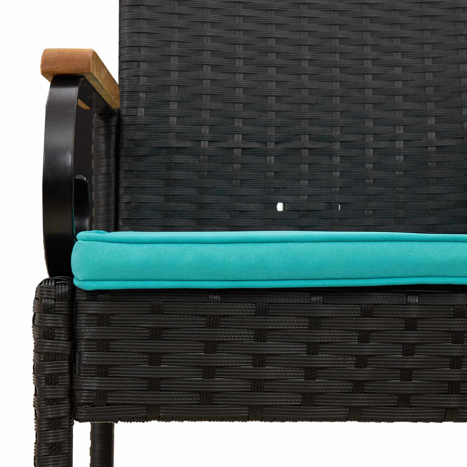 vidaXL Krzesła ogrodowe 4 pcs Czarny i Turkusowy Poli Rattan i Akacja