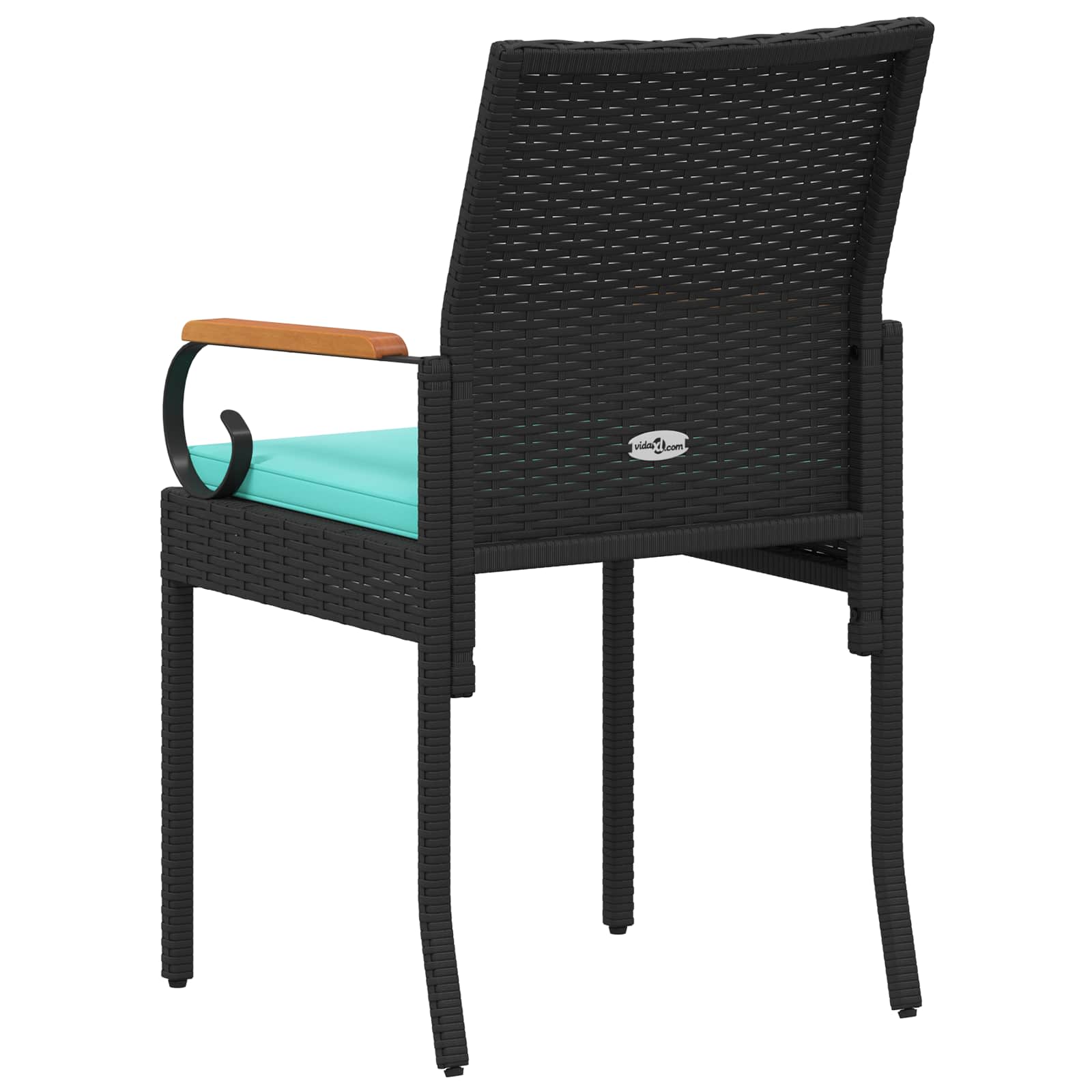 vidaXL Krzesła ogrodowe 4 pcs Czarny i Turkusowy Poli Rattan i Akacja