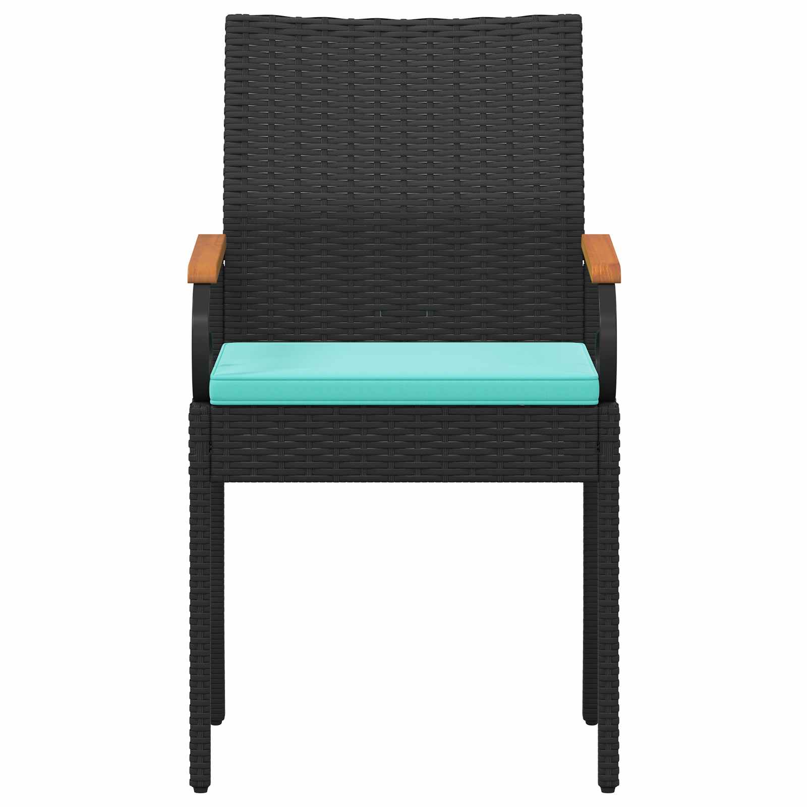 vidaXL Krzesła ogrodowe 4 pcs Czarny i Turkusowy Poli Rattan i Akacja