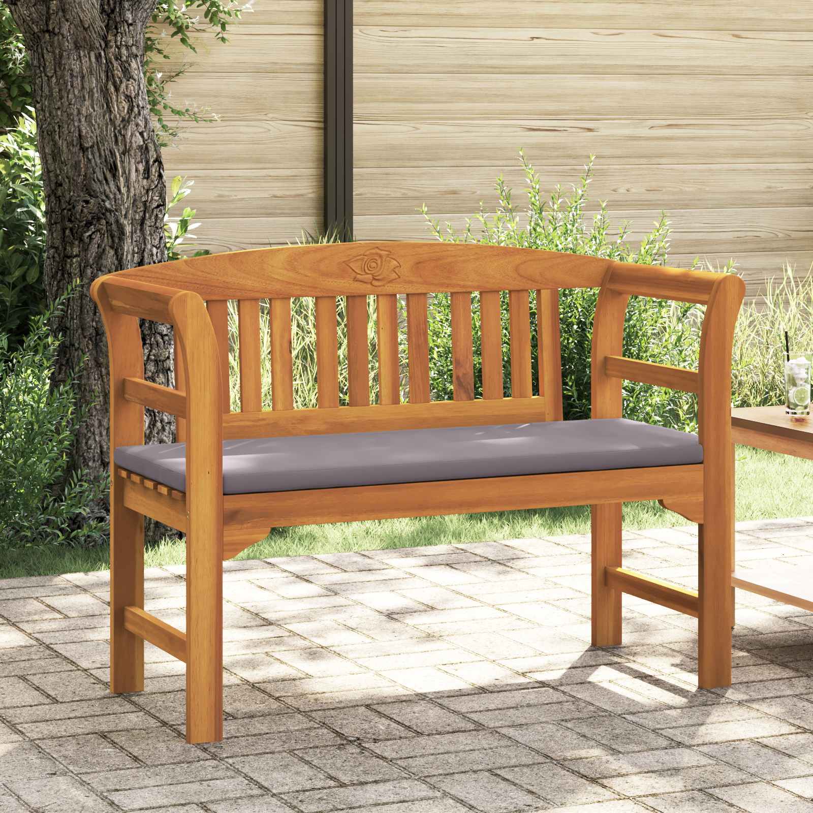 vidaXL Ławka Różana Naturalny 114 x 46 x 82,5 cm Lite Drewno Akacji