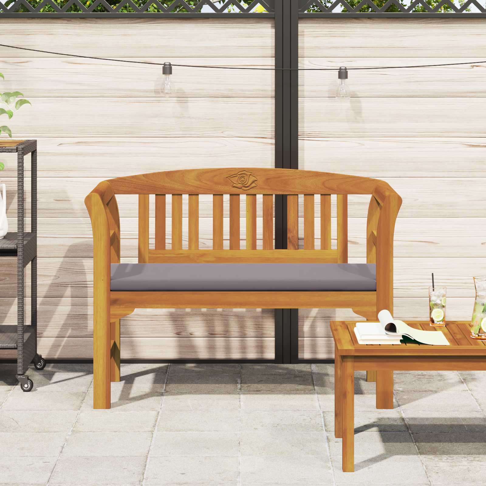 vidaXL Ławka Różana Naturalny 114 x 46 x 82,5 cm Lite Drewno Akacji