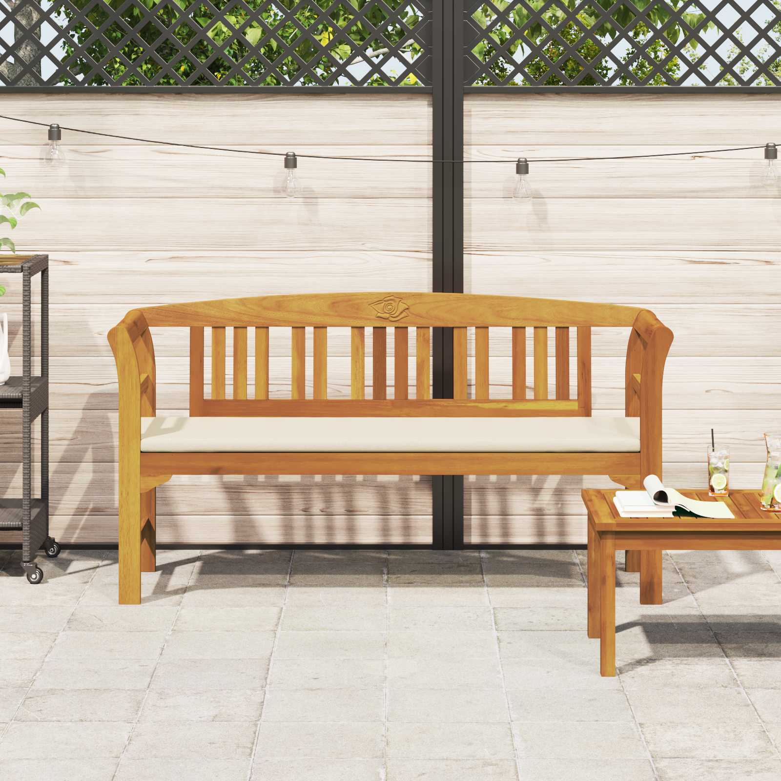 vidaXL Ławka Różana Naturalny 157 x 46 x 82,5 cm Lite Drewno Akacji