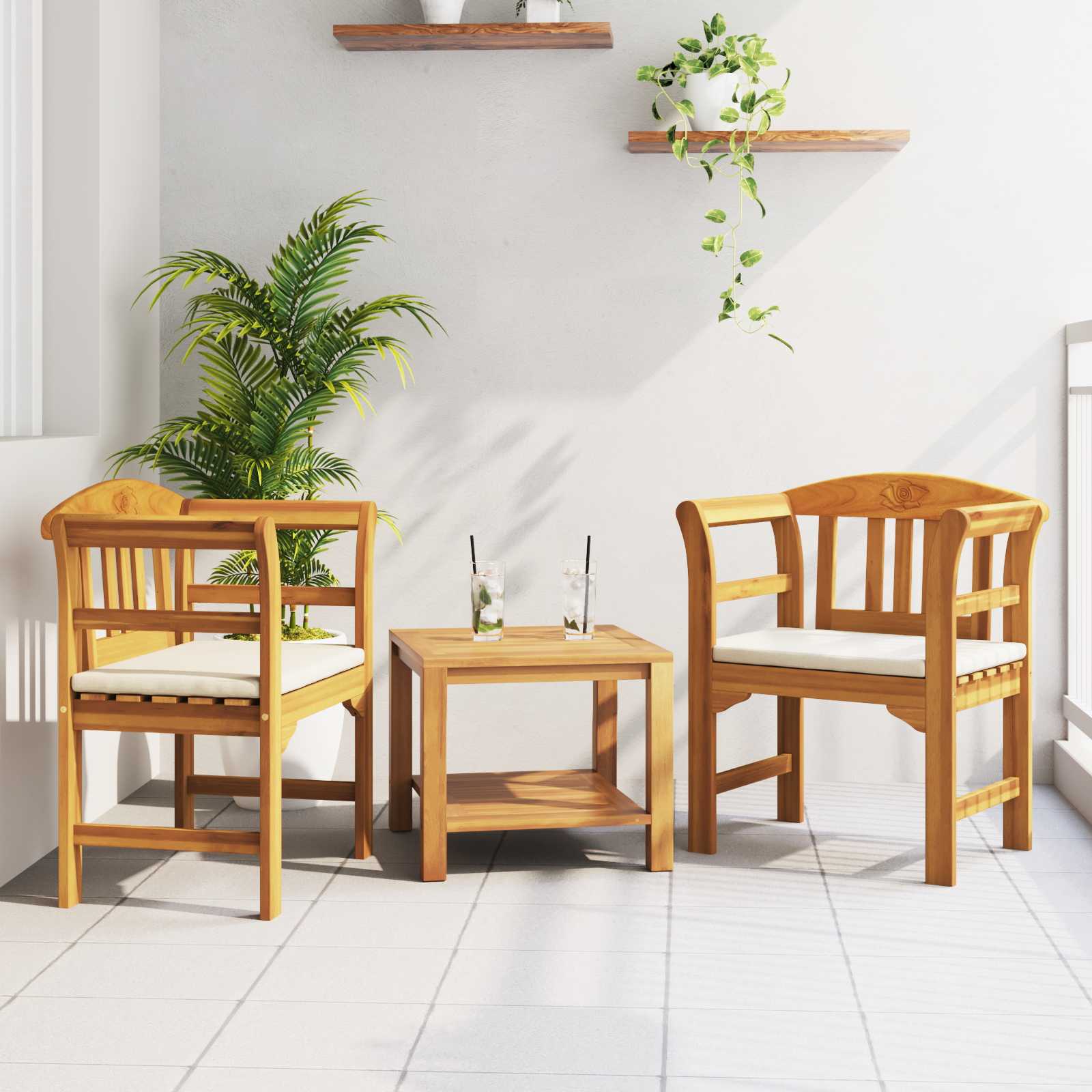 vidaXL Ławka Różana Naturalny 68,5 x 46 x 82,5 cm Lite Drewno Akacji