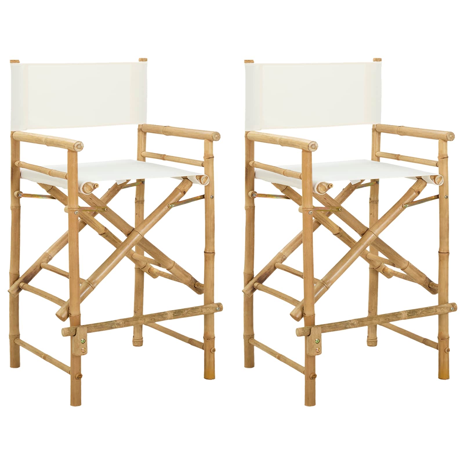 vidaXL Składane Krzesło Reżysera 2 pcs Naturalny Bambus