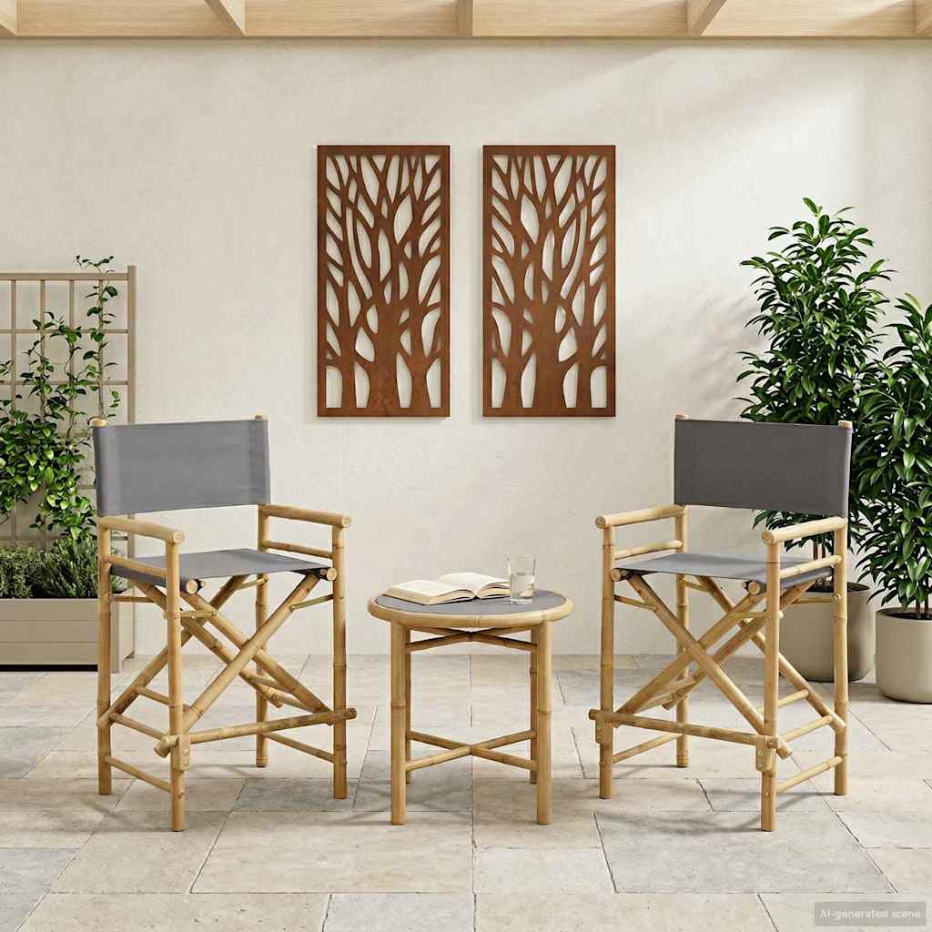 vidaXL Składane Krzesło Reżysera 2 pcs Naturalny Bambus