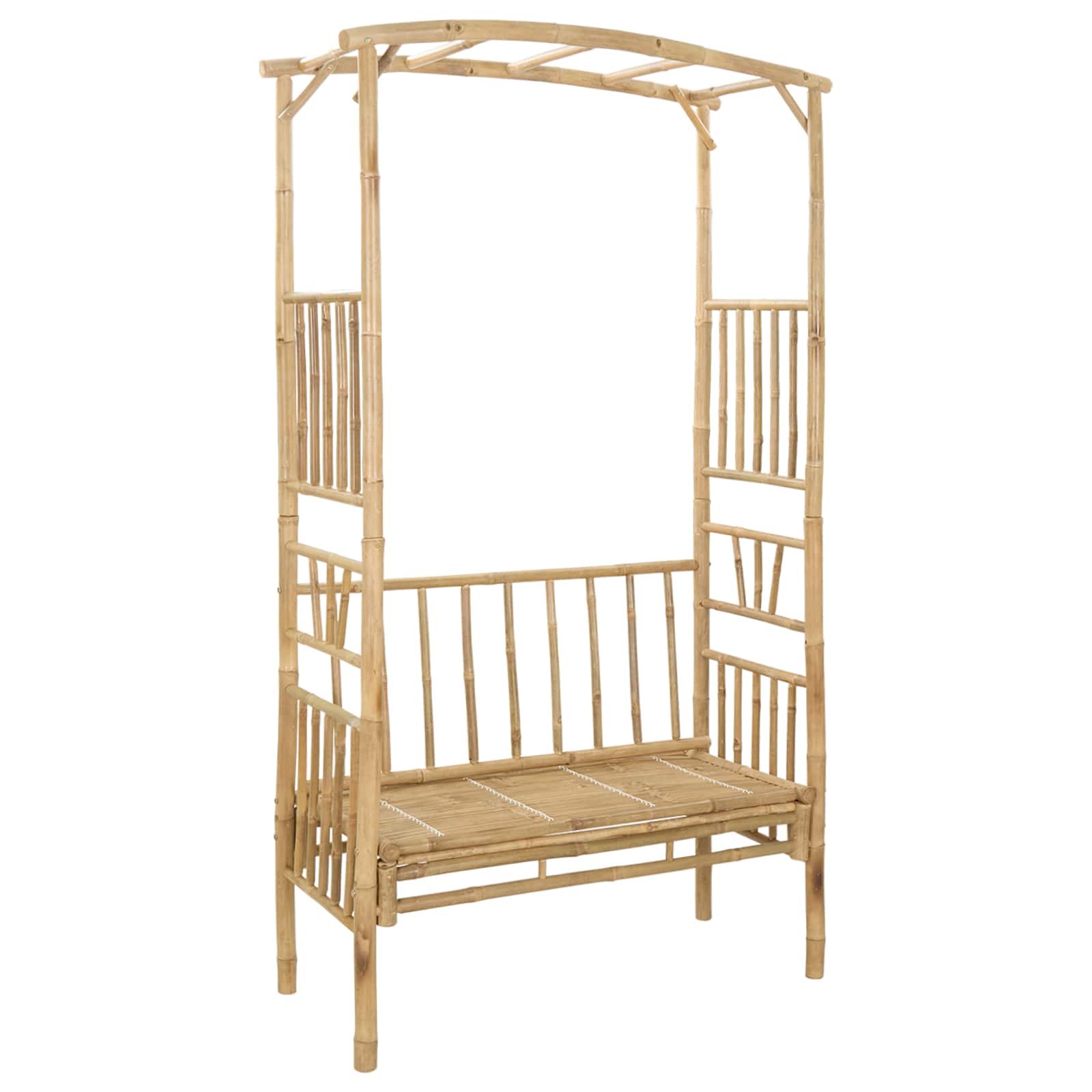 vidaXL Łuk ogrodowy z ławką 115 x 50 x 205 cm Bambus