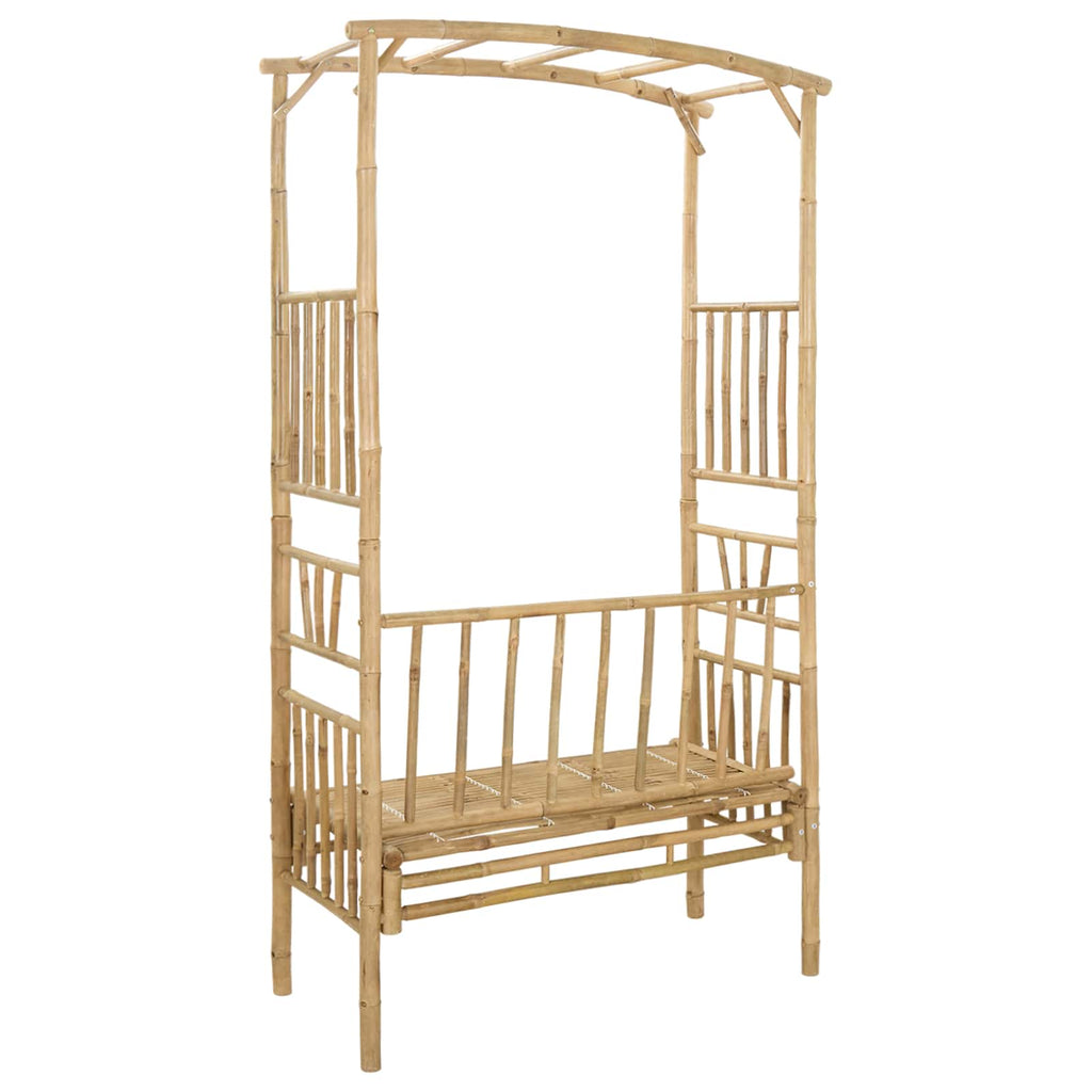 vidaXL Łuk ogrodowy z ławką 115 x 50 x 205 cm Bambus