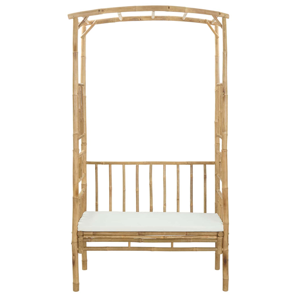 vidaXL Łuk ogrodowy z ławką kremowobiały 115 x 50 x 205 cm Bambus