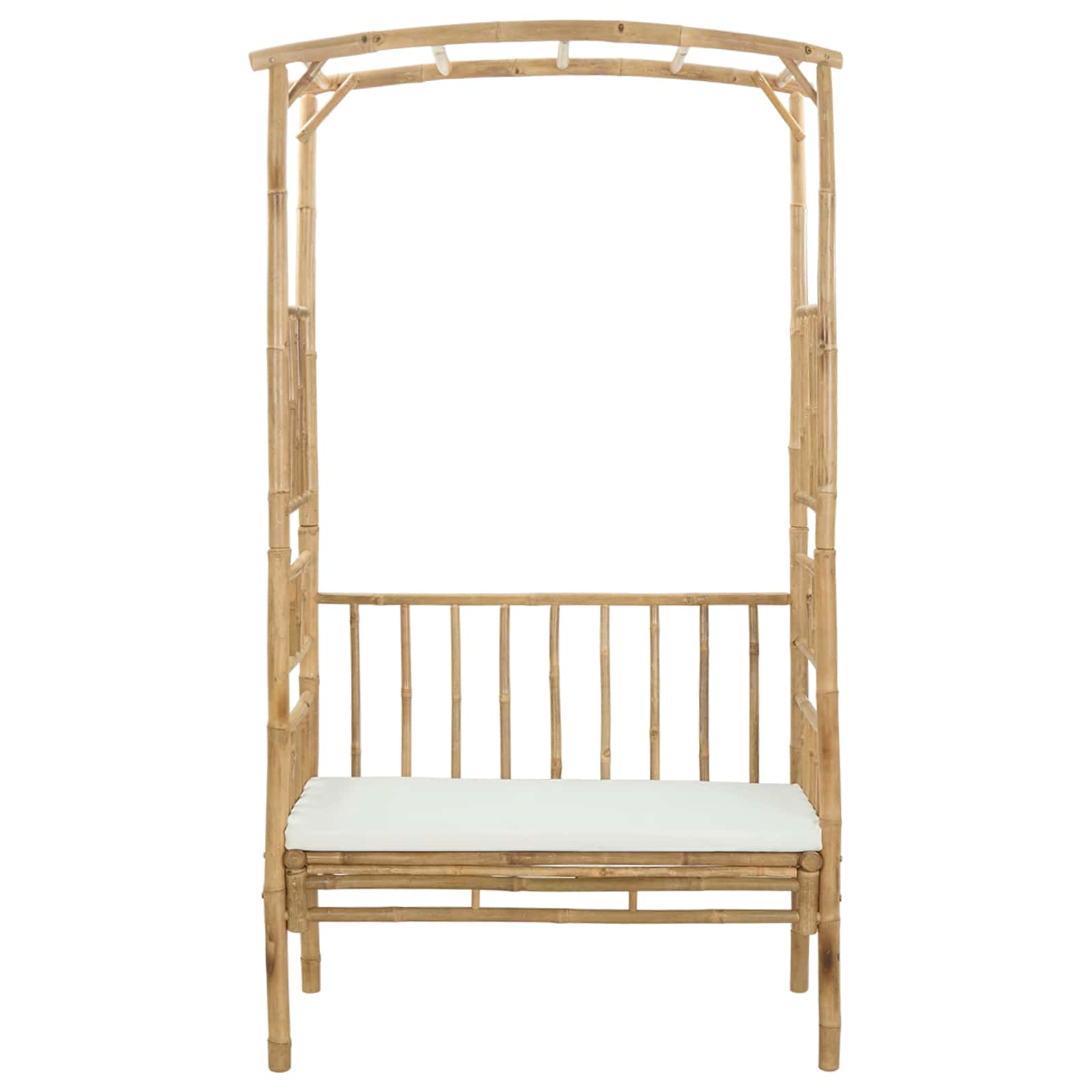vidaXL Łuk ogrodowy z ławką kremowobiały 115 x 50 x 205 cm Bambus
