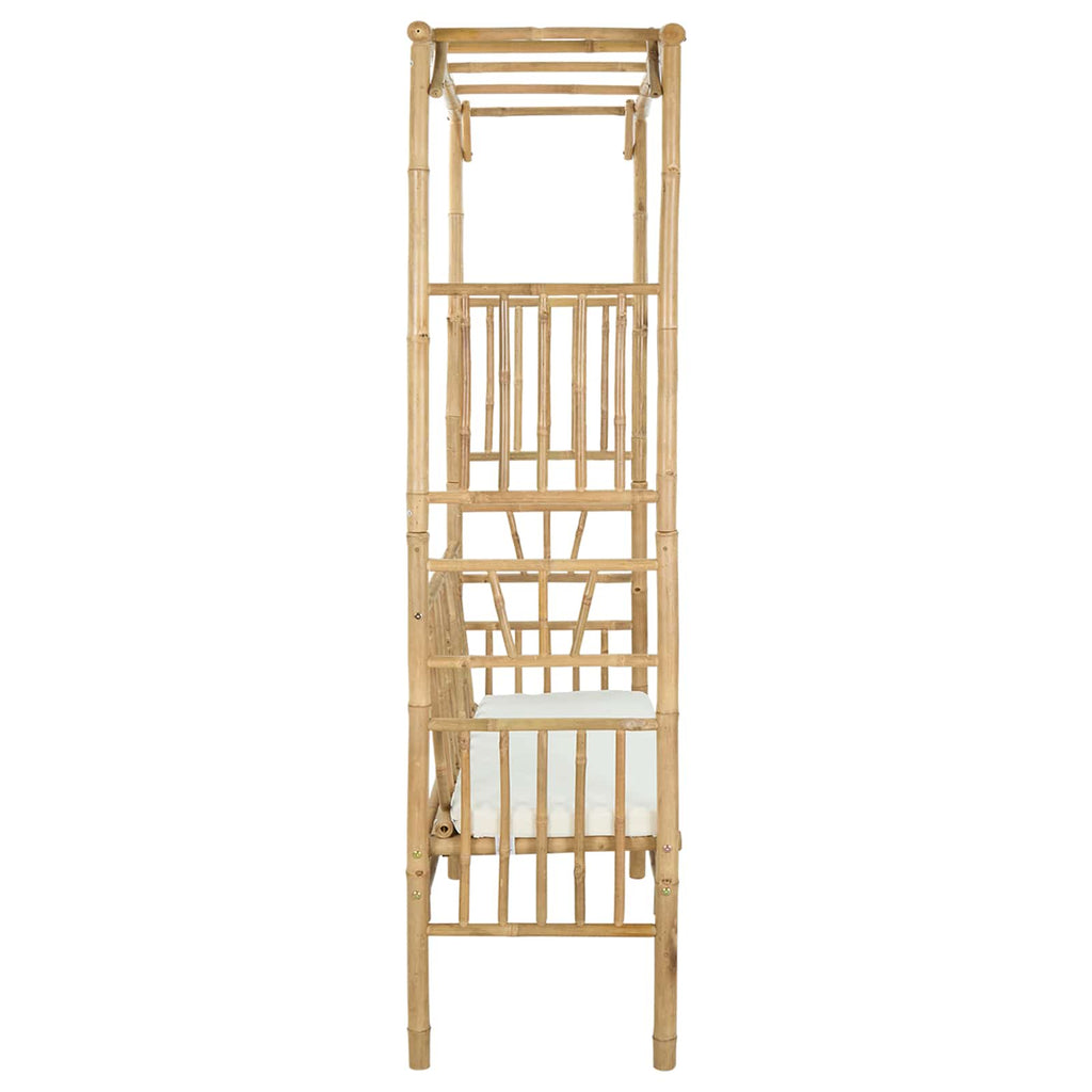 vidaXL Łuk ogrodowy z ławką kremowobiały 115 x 50 x 205 cm Bambus