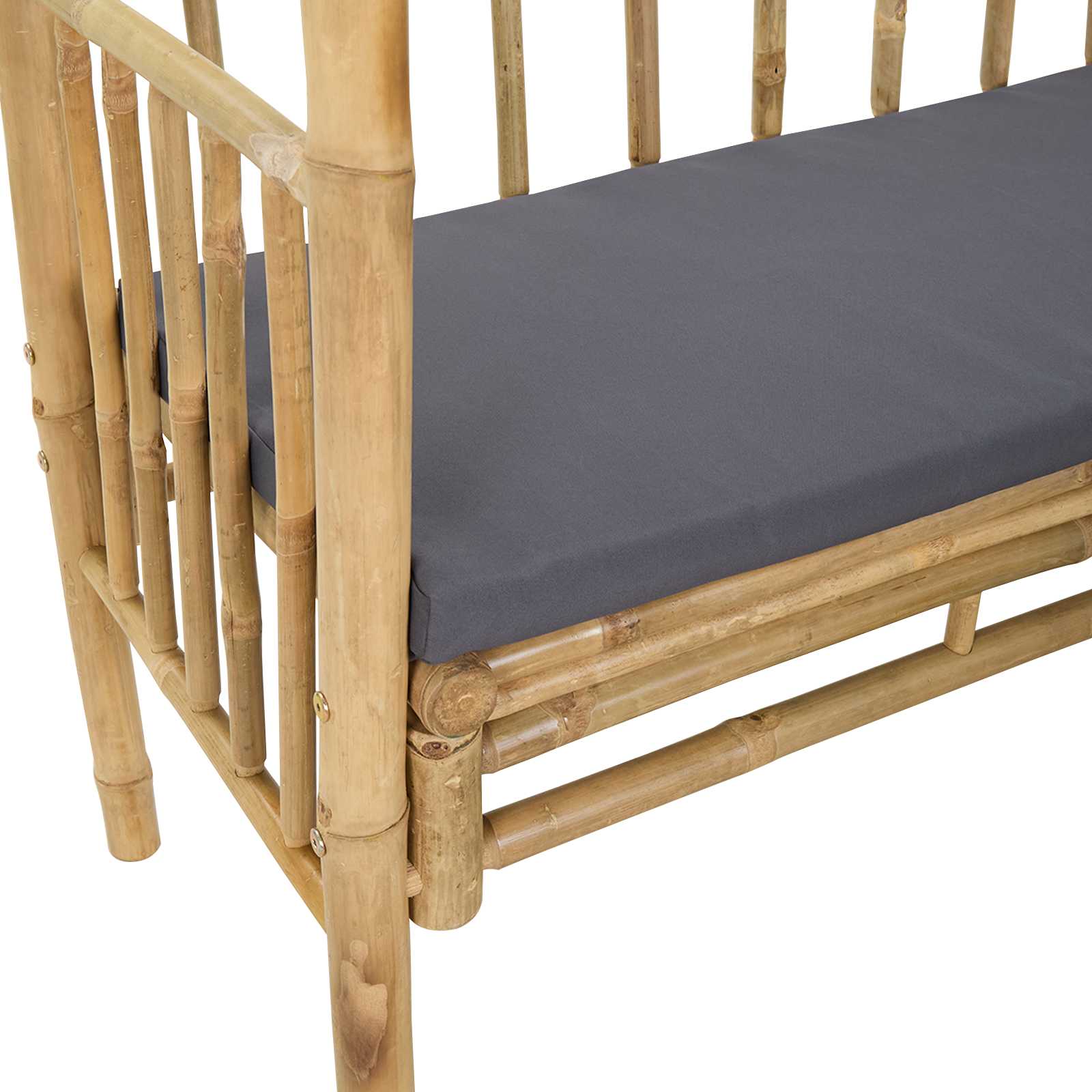 vidaXL Łuk ogrodowy z ławką ciemnoszary 115 x 50 x 205 cm Bambus