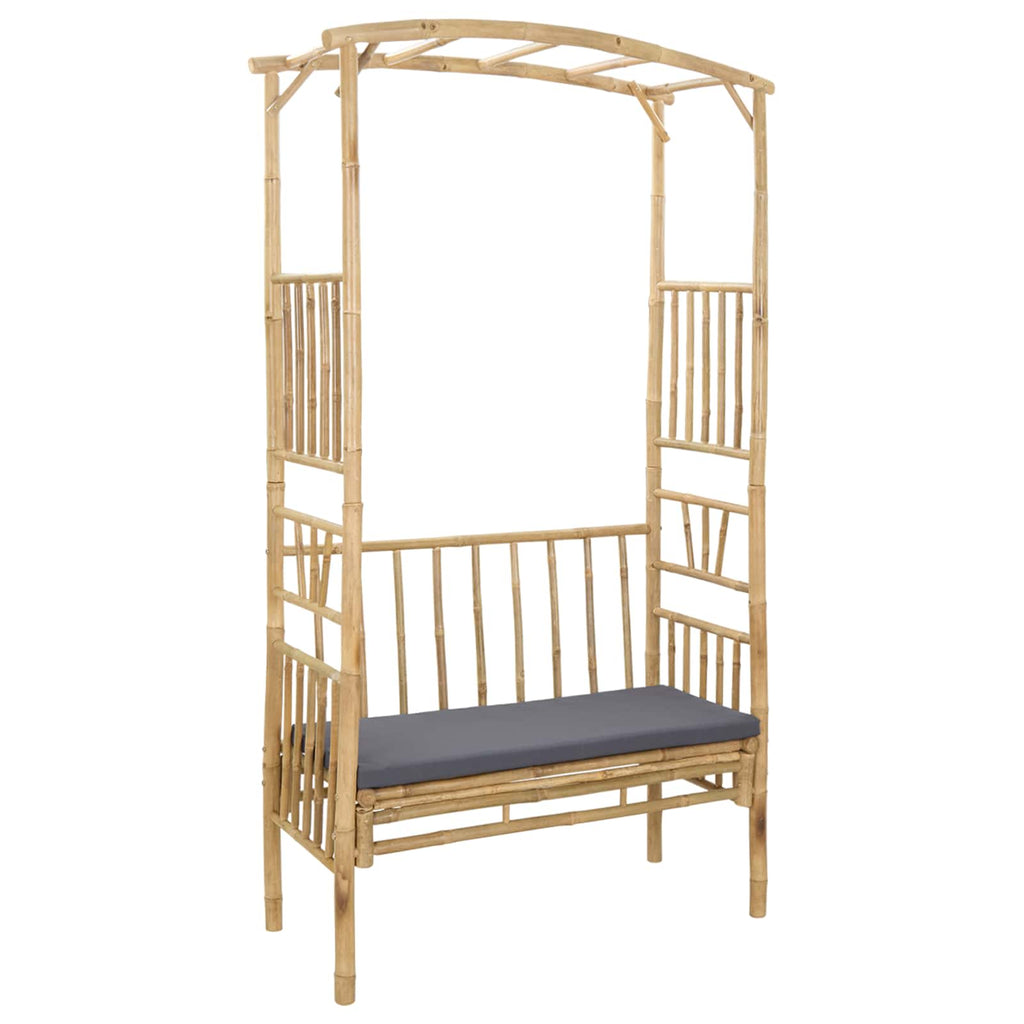 vidaXL Łuk ogrodowy z ławką ciemnoszary 115 x 50 x 205 cm Bambus