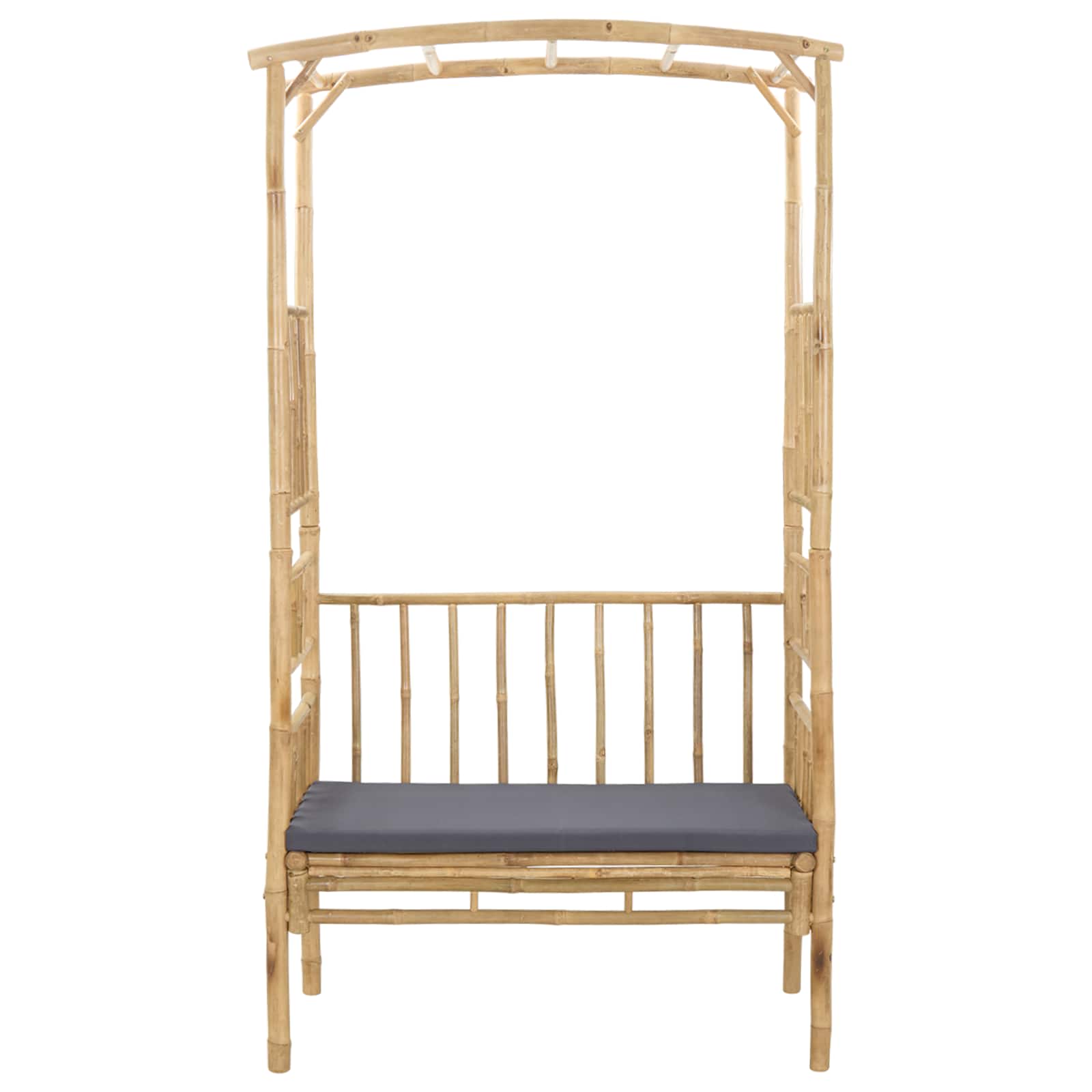 vidaXL Łuk ogrodowy z ławką ciemnoszary 115 x 50 x 205 cm Bambus