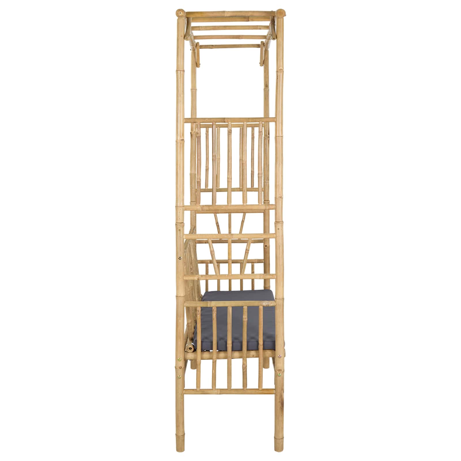 vidaXL Łuk ogrodowy z ławką ciemnoszary 115 x 50 x 205 cm Bambus