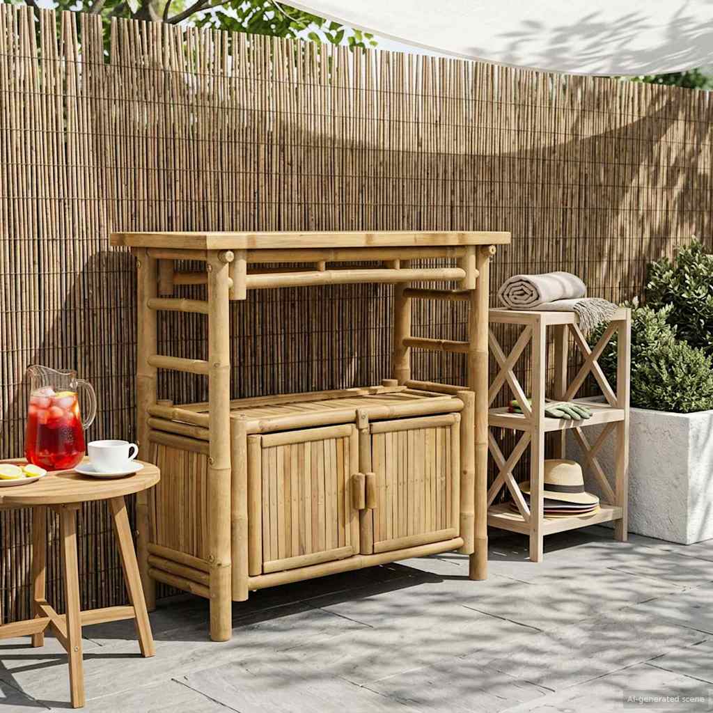 vidaXL Konsola z półką z drzwiami Naturalny 80 x 35 x 75 cm Bambus