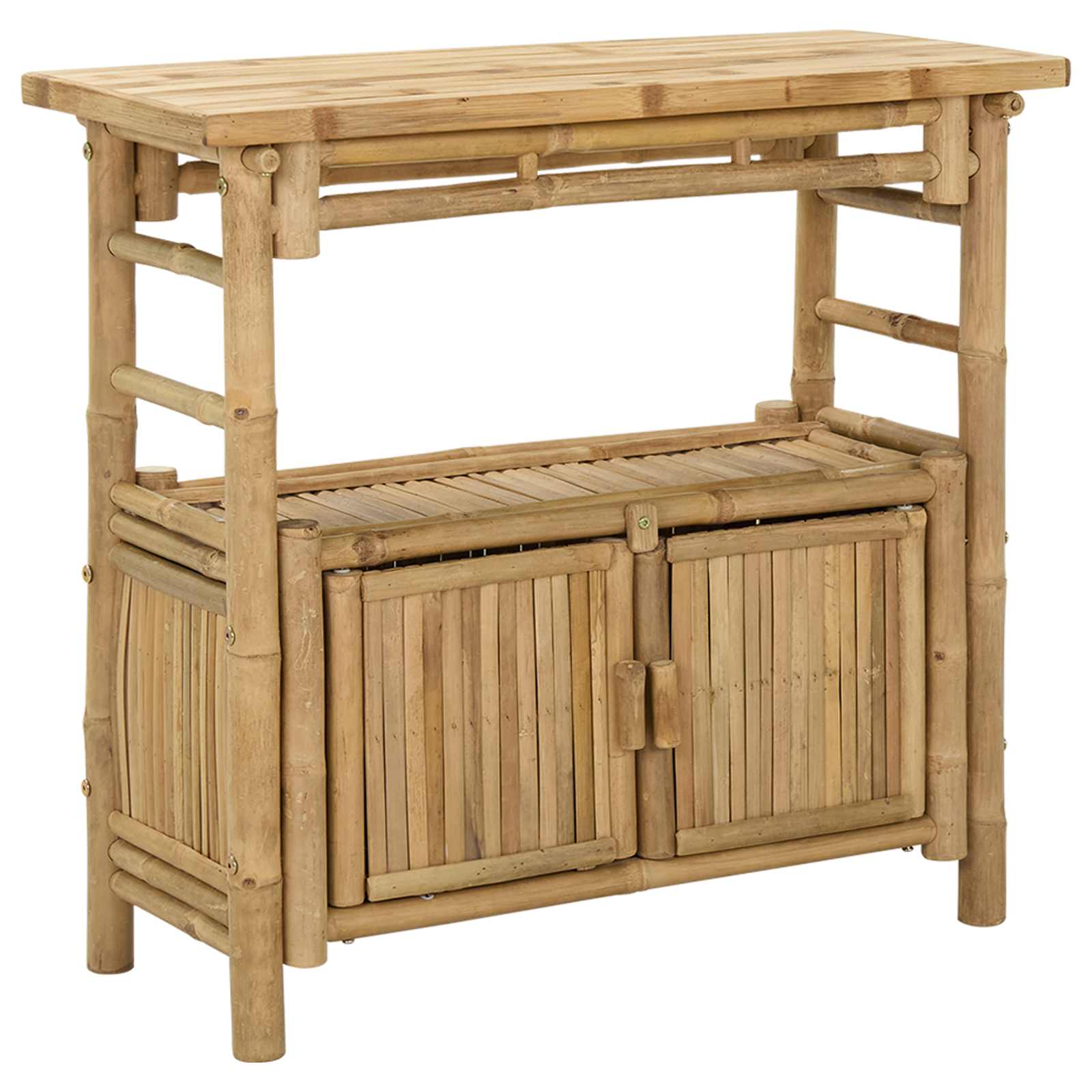 vidaXL Konsola z półką z drzwiami Naturalny 80 x 35 x 75 cm Bambus