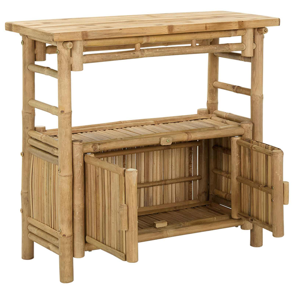 vidaXL Konsola z półką z drzwiami Naturalny 80 x 35 x 75 cm Bambus