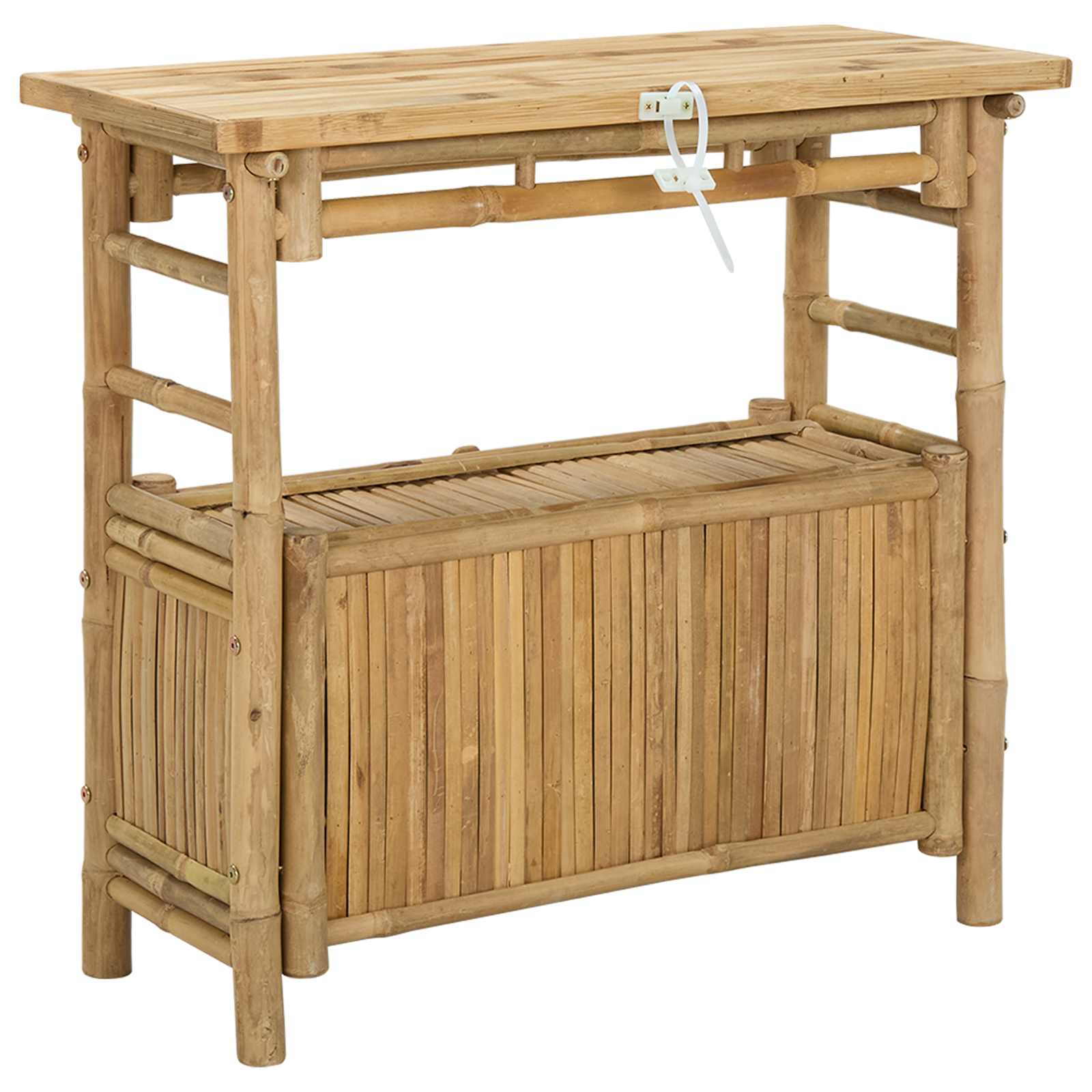 vidaXL Konsola z półką z drzwiami Naturalny 80 x 35 x 75 cm Bambus