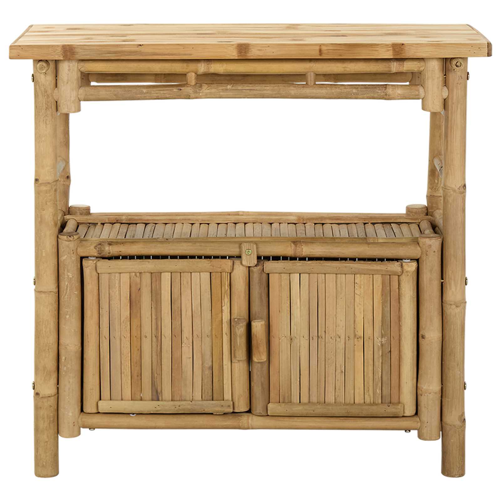 vidaXL Konsola z półką z drzwiami Naturalny 80 x 35 x 75 cm Bambus