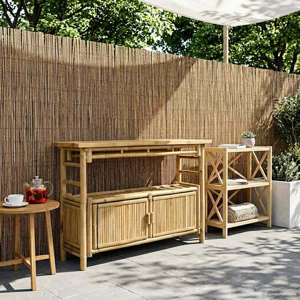 vidaXL Konsola z półką z drzwiami Naturalny 110 x 35 x 75 cm Bambus