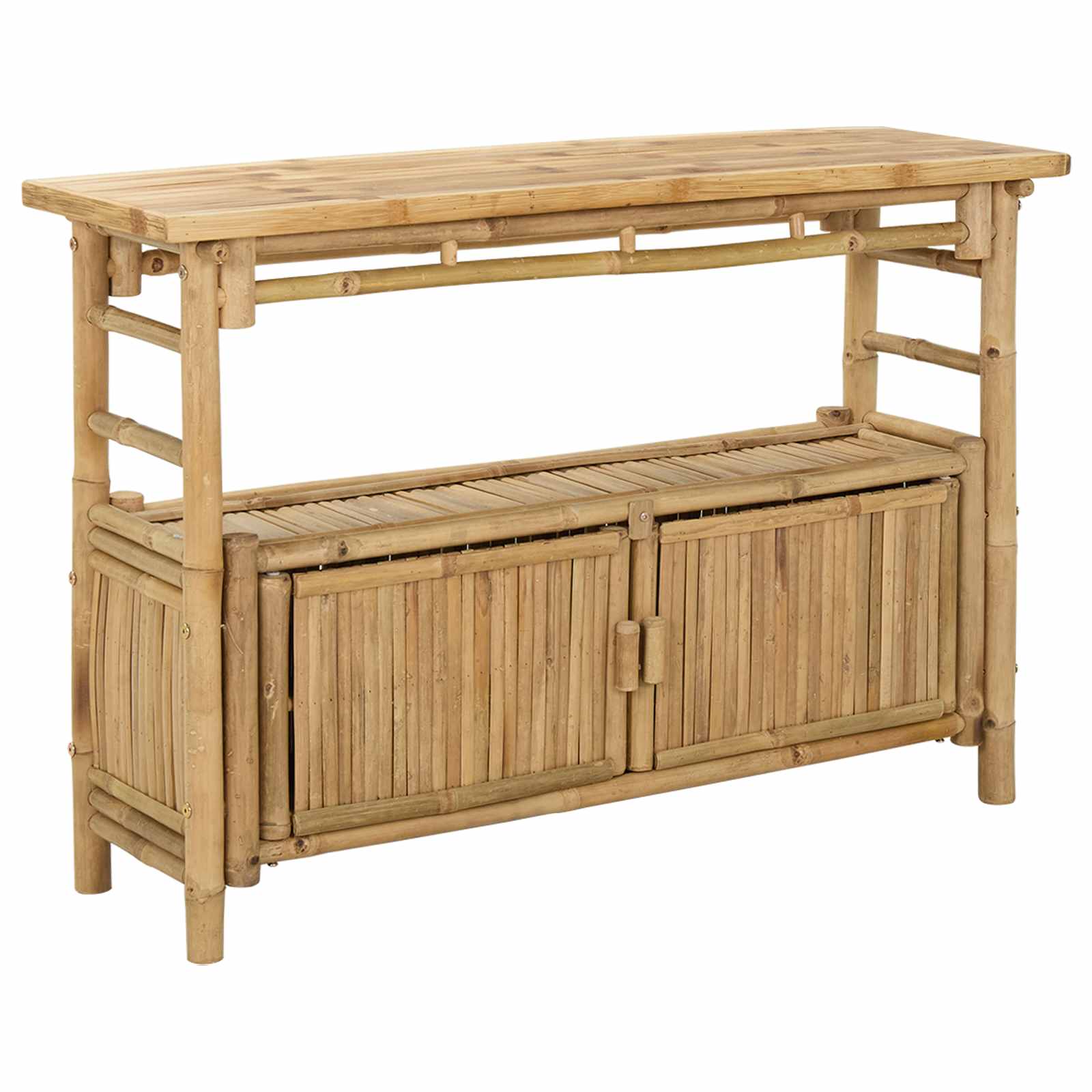 vidaXL Konsola z półką z drzwiami Naturalny 110 x 35 x 75 cm Bambus