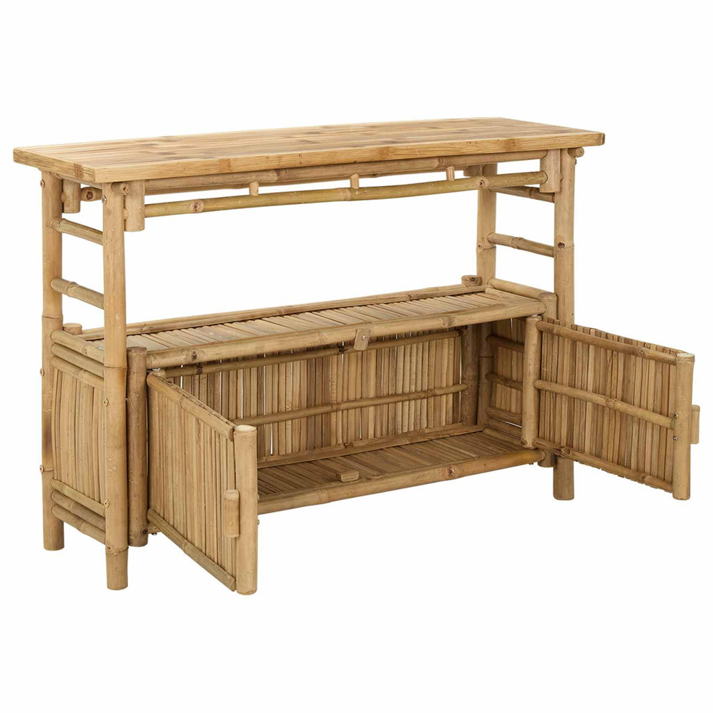 vidaXL Konsola z półką z drzwiami Naturalny 110 x 35 x 75 cm Bambus
