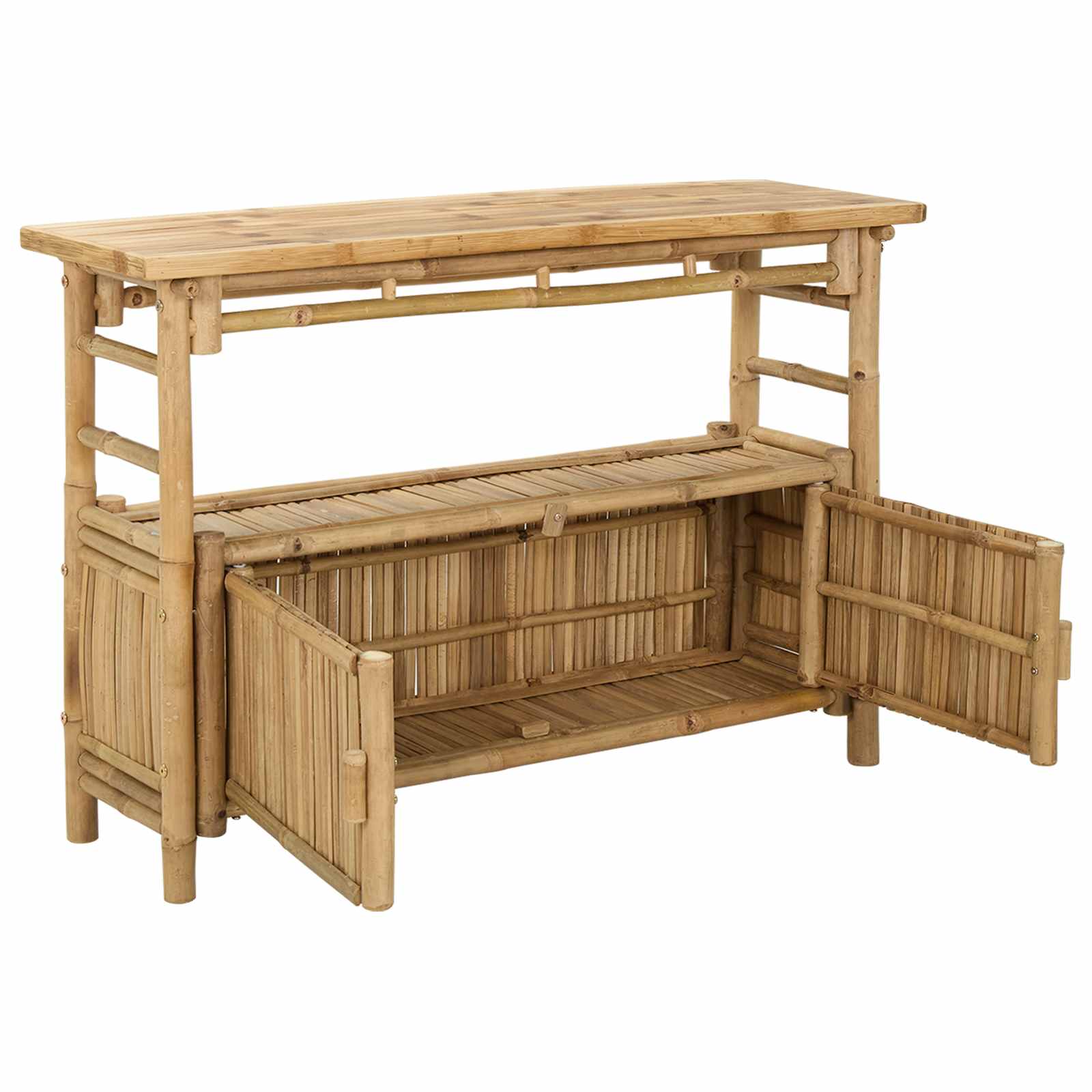 vidaXL Konsola z półką z drzwiami Naturalny 110 x 35 x 75 cm Bambus