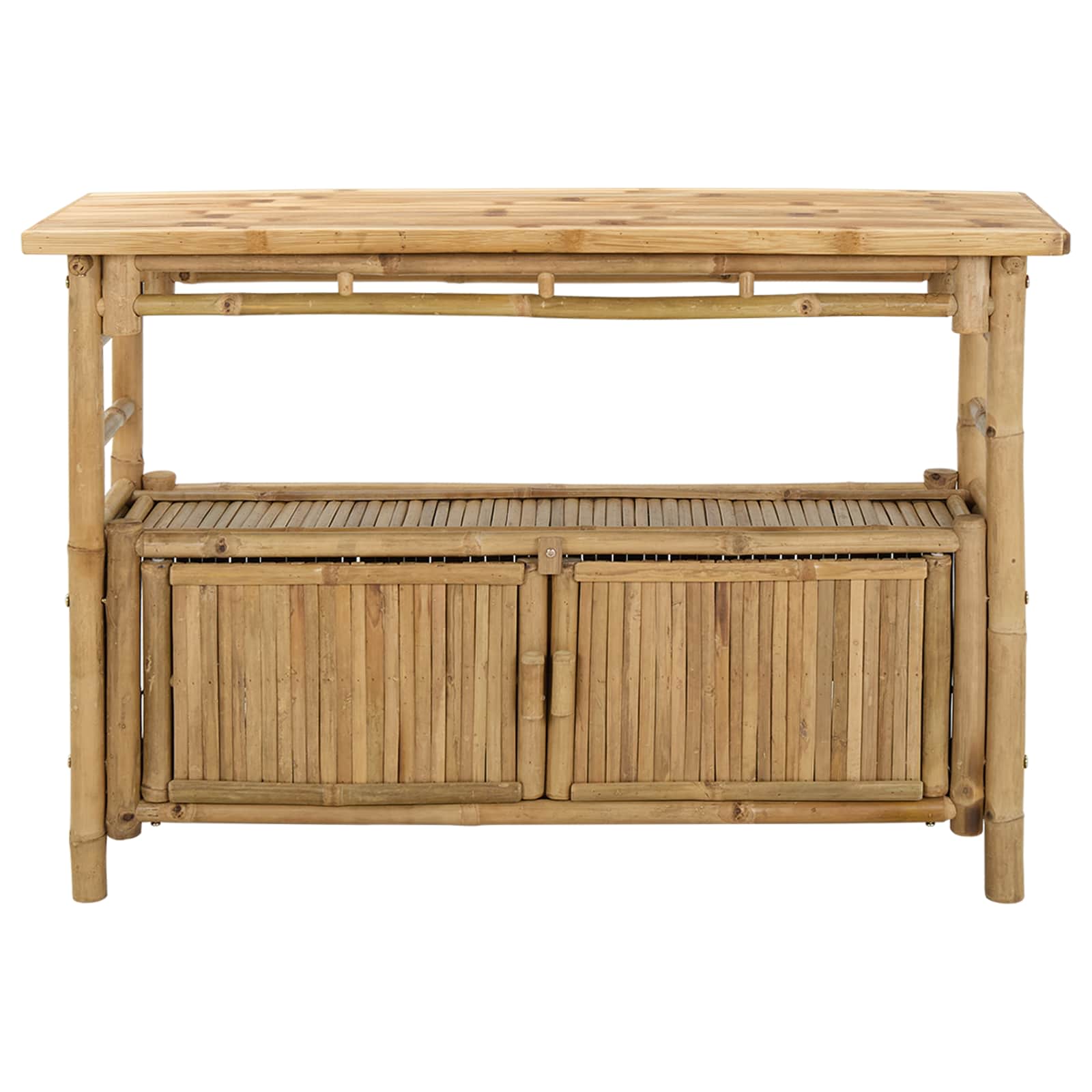 vidaXL Konsola z półką z drzwiami Naturalny 110 x 35 x 75 cm Bambus